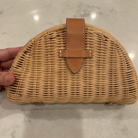 J. Crew Handbags - JCrew Natural straw and leather summer clutch bag